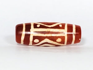 Collectible Diamond Eye-In-Eye & Star Motif Carnelian Dzi Bead" Description: "Collectible Dzi bead carved from carnelian, adorned with an enchanting Diamond Eye-In-Eye & Star motif. This bead holds immense collectible value and artistic charm."