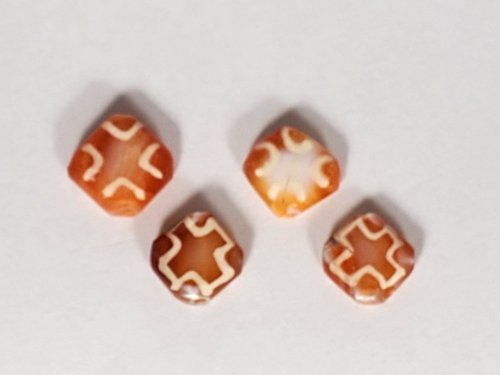 Set of Four Antique Square Carnelian Buttons