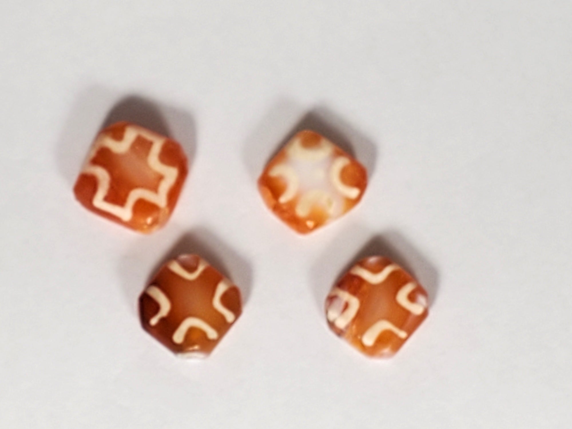 Set of Four Antique Square Carnelian Buttons