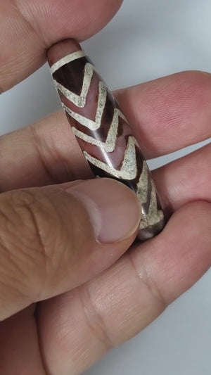 Antique Six Tiger Stripe Motif Carnelian Dzi Bead - Beautiful Colors!